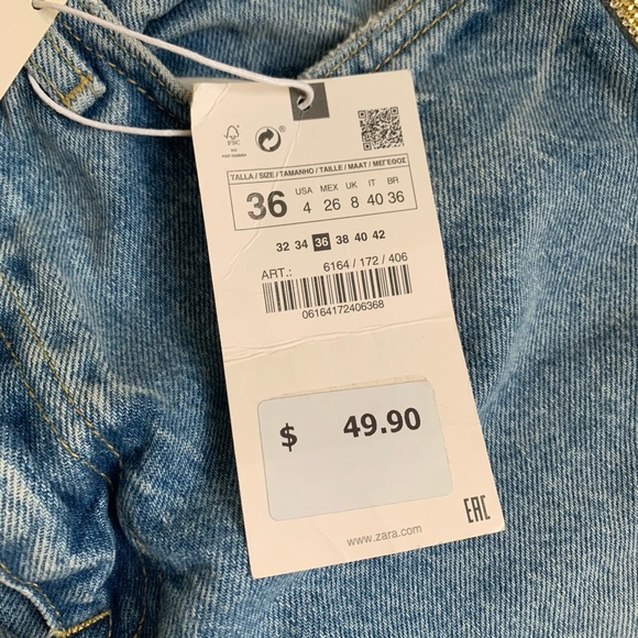 Zara mom fit gold beaded jeans. - Picture 5 of 6